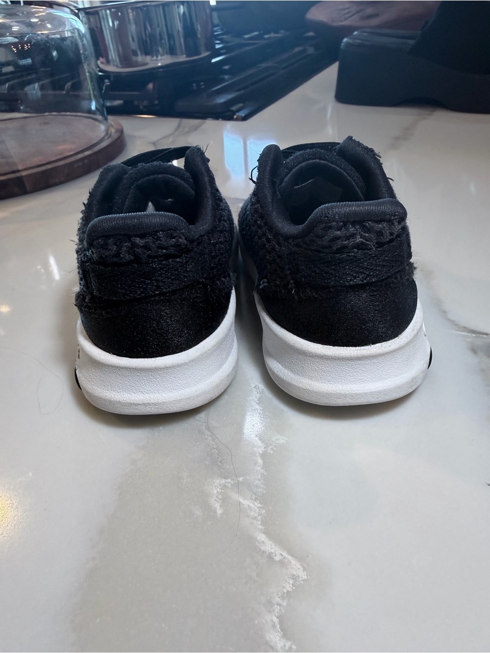 adidas Kids Black Knit Sneakers with Blue Logo - Picture 4 of 10